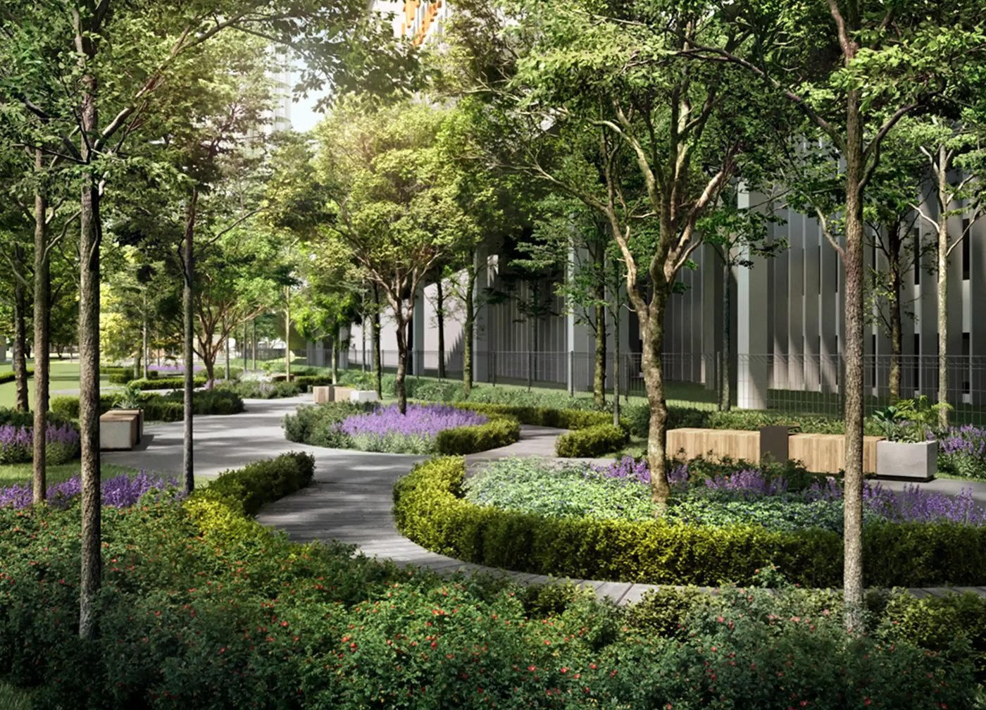 Aras Residences park garden walk (masterplan concept) render