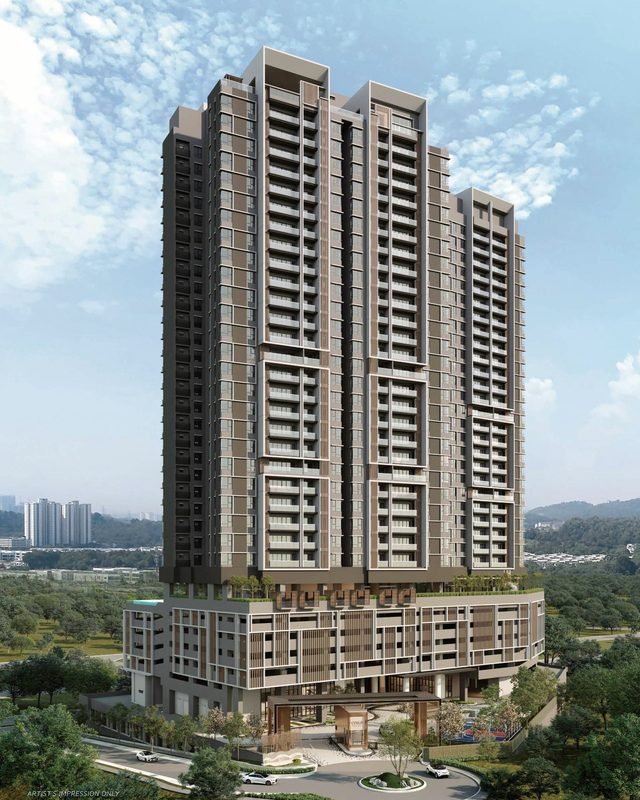OAKA Residences Bukit Jalil tower with grand entrance