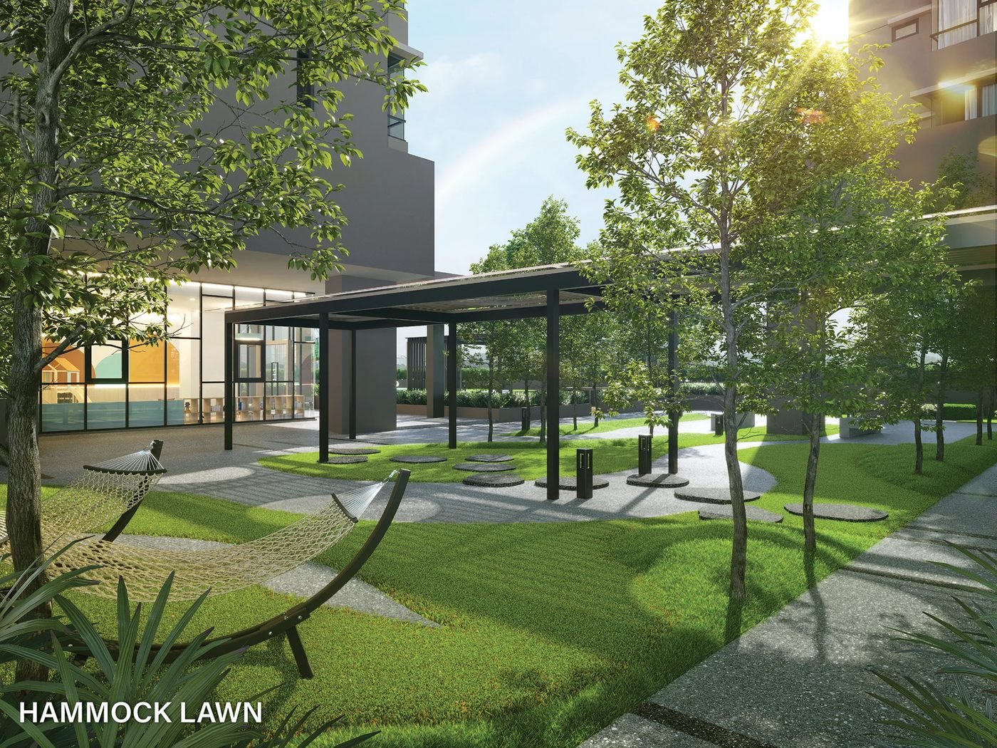 OAKA Residences hammock lawn render