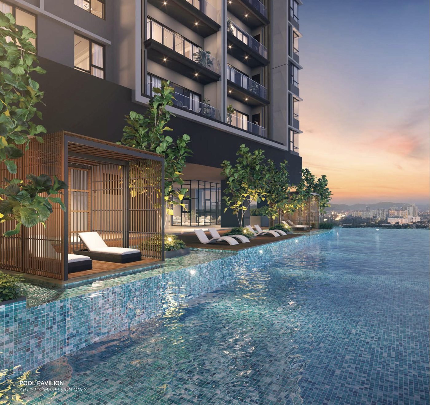 OAKA Residences pool pavilion render