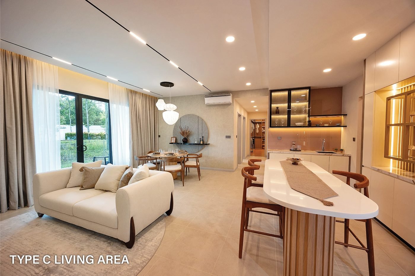 OAKA Residences type c living area render