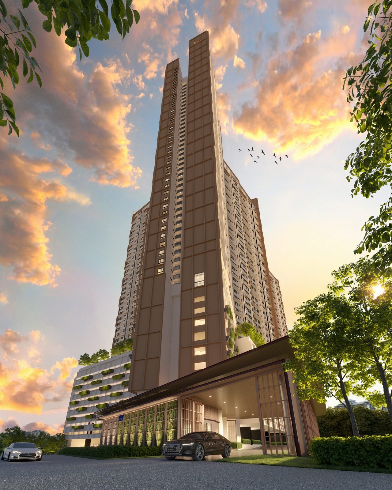 The Queenswoodz @ Bukit Jalil twin towers at sunset