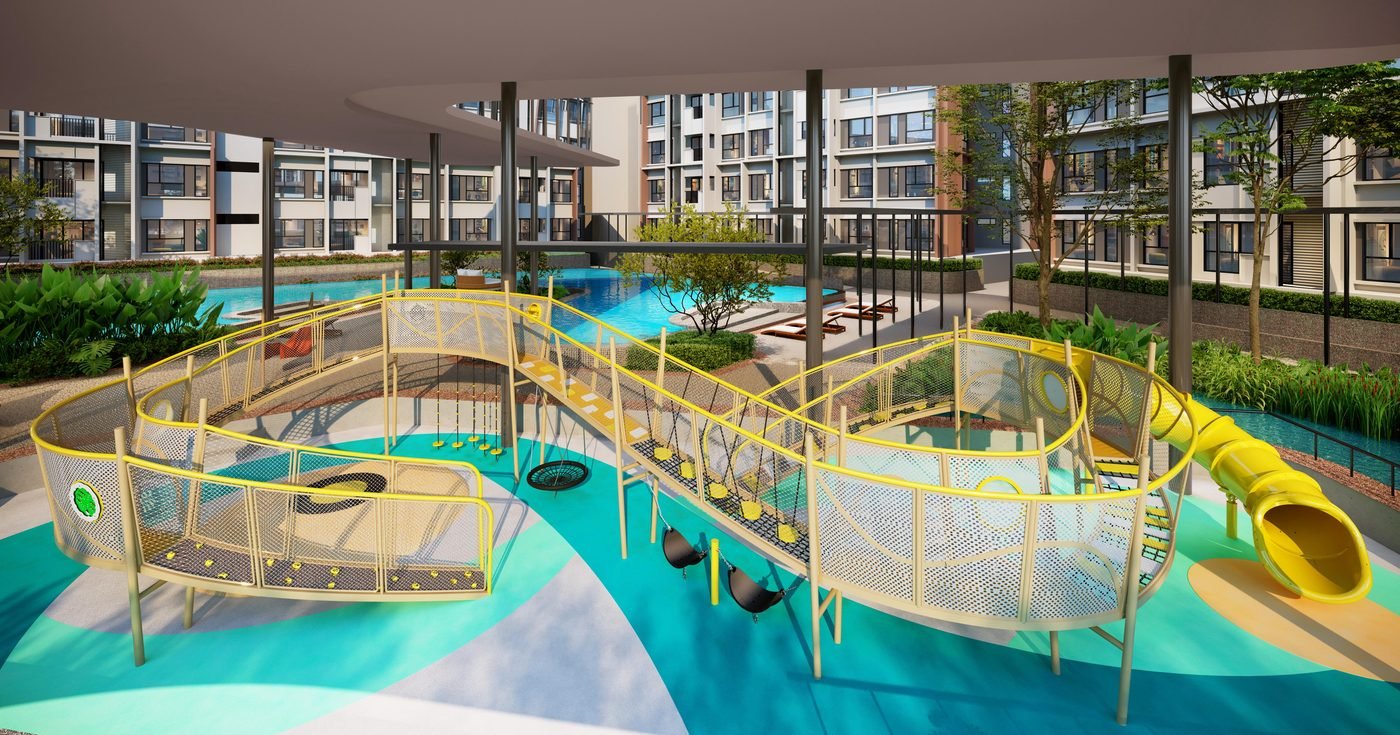 The Queenswoodz kids' playground render