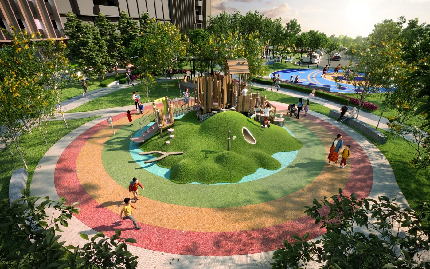 The Queenswoodz novel park playground render