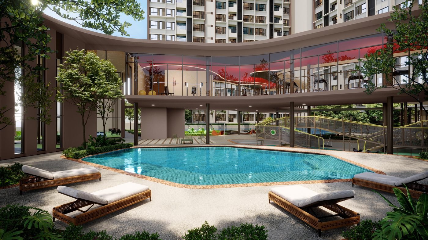 The Queenswoodz shallow splash pool render