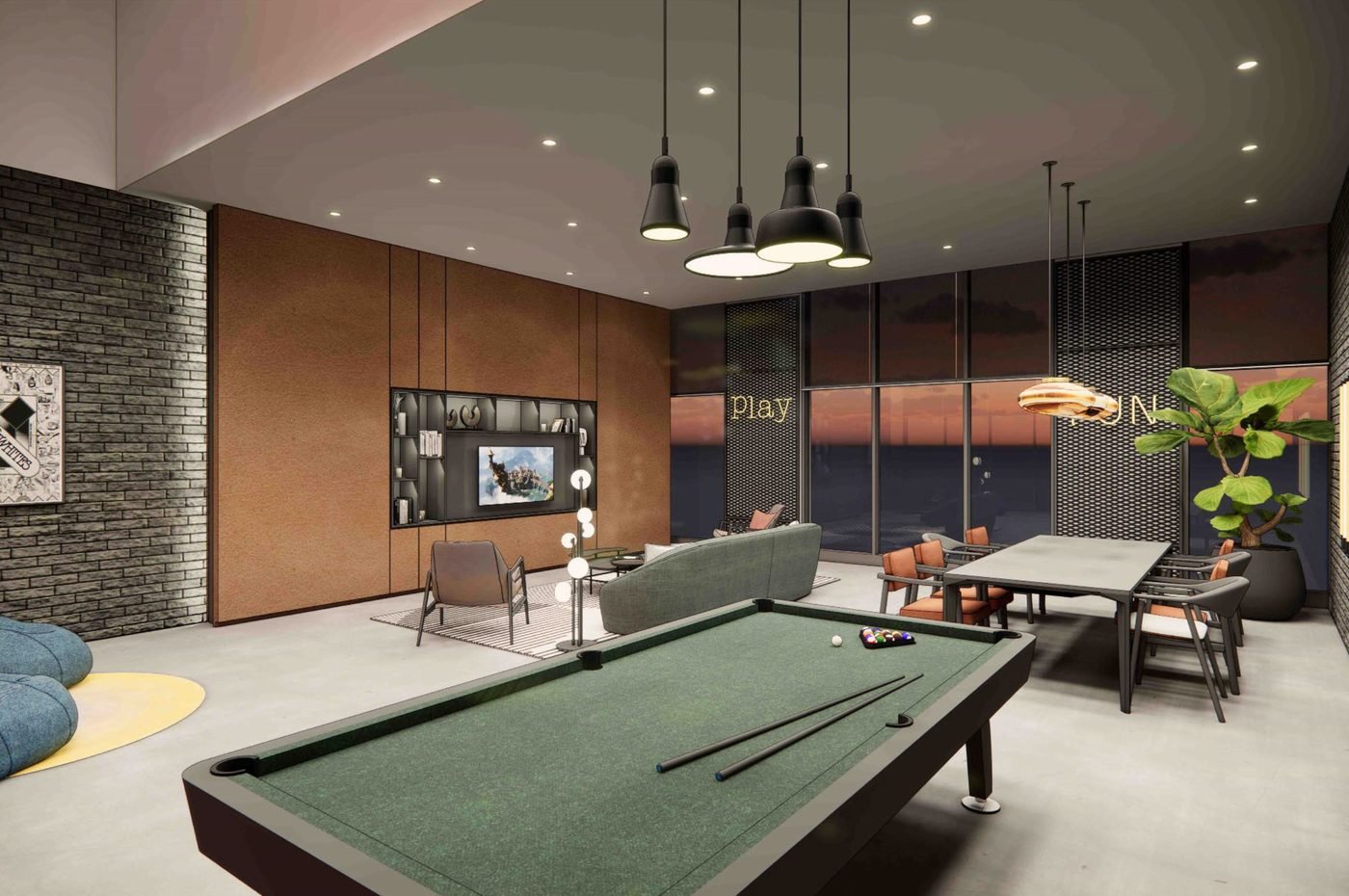 Ren Residence games room render