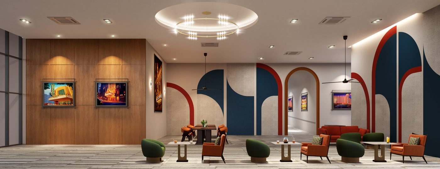 The Vividz lobby lounge render